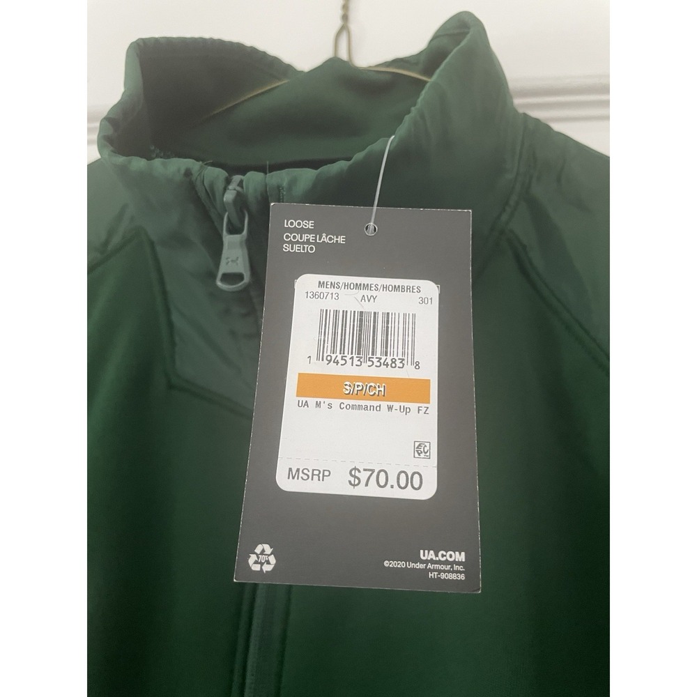 Under Armour Men's Command Warm-Up Full-Zip Sports Jacket 1360713 Green SMALL - Picture 2 of 5